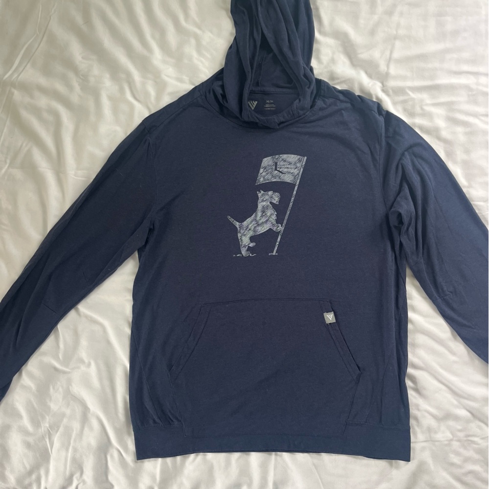 Levelwear long sleeve hooded t-shirt. Dog and Flag on front.